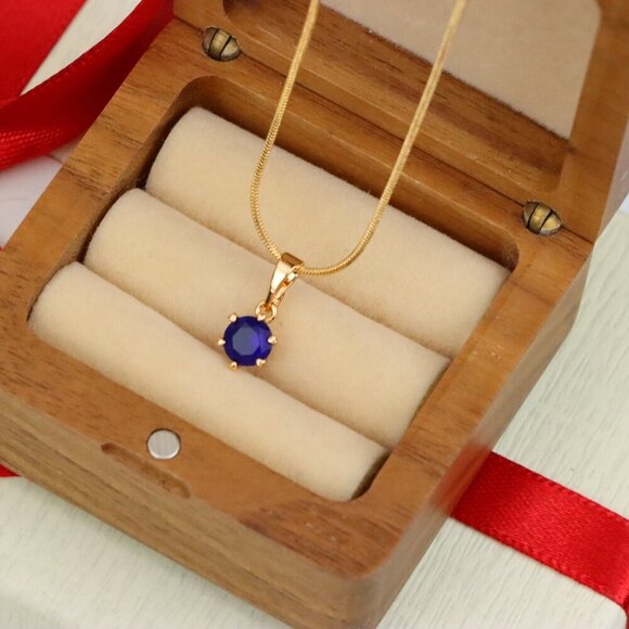 "Round Blue Pendant in Rose Gold Plating – Petite Charm, XPPT1851 - Picture 5 of 13